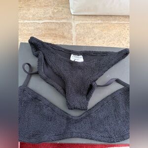 Hunza G Black Textured Bikini